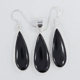 Black Onyx Pendant with Earring Jewelry Set