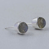 Natural Pink Opal Studs Silver Earrings