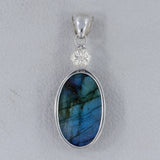 Blue Labradorite Silver Pendant