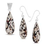 Natural Pear Drop Peanut Wood Jasper Pendant Set