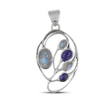 Rainbow Moonstone Silver Pendant