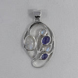 Rainbow Moonstone Silver Pendant