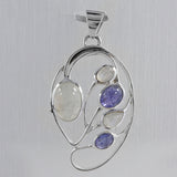 Rainbow Moonstone Silver Pendant