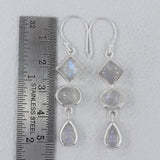 Rainbow Moonstone Silver Earrings