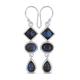 Rainbow Moonstone Silver Earrings