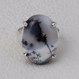 Natural Dendritic Opal 925 Sterling Silver Ring