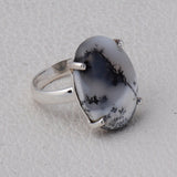 Natural Dendritic Opal 925 Sterling Silver Ring