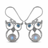 Rainbow Moonstone Silver Earrings