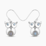 Rainbow Moonstone Silver Earrings