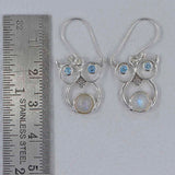 Rainbow Moonstone Silver Earrings