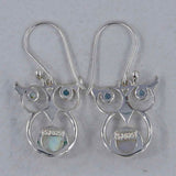 Rainbow Moonstone Silver Earrings