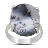 Natural Dendritic Opal 925 Sterling Silver Ring