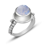 Natural Rainbow Moonstone Silver Ring