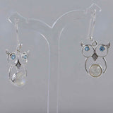 Rainbow Moonstone Silver Earrings