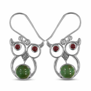 Rainbow Moonstone Silver Earrings