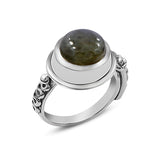 Natural Rainbow Moonstone Silver Ring