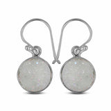 White Rainbow Druzy Silver Earrings