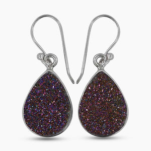 Titanium Druzy Silver Earrings