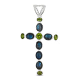 Holy Cross 925 Silver Labradorite Pendant