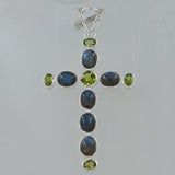 925 Silver Holy Cross Labradorite Pendant