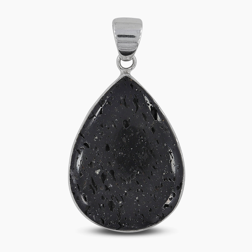 925 Sterling Silver Black Lava Pendants