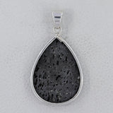 925 Sterling Silver Black Lava Pendant