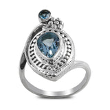 Blue Topaz Sterling Silver Ring