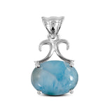 Natural Larimar Silver Pendant