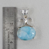 Natural Larimar Silver Pendant