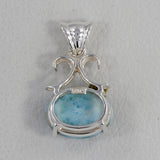 Natural Larimar Silver Pendant