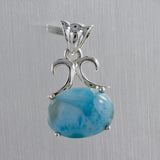 Natural Larimar Silver Pendant