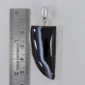 Black Banded Agate Silver Pendants