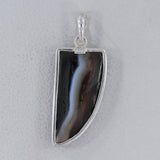 Black Banded Agate Silver Pendants