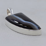 Black Banded Agate Silver Pendants