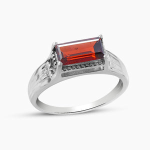 Natural Garnet Silver Ring