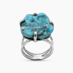 Arizona Turquoise Prong Set Silver Rings