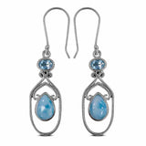 Genuine Larimar Silver Earrings