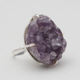 Amethyst Druzy Silver Rings