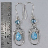 Genuine Larimar Silver Earrings