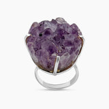 Amethyst Druzy Silver Rings
