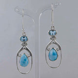 Genuine Larimar Silver Earrings