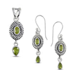 Peridot Gemstone Silver Pendant Set