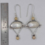 Osmina Pearl and Ethiopian Opal Silver Earrings