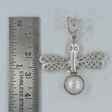 925 Silver Pearl Dragonfly Pendant