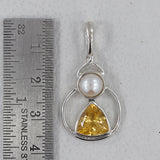 Citrine & Pearl 925 Sterling Silver Pendant