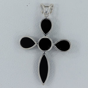Black Onyx Holy Cross Silver Pendants