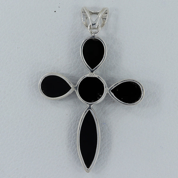 Black Onyx Holy Cross Silver Pendants