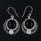 Black Onyx Tarakashi Silver Earrings