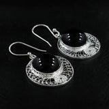 Black Onyx Tarakashi Silver Earrings