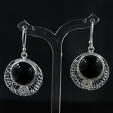 Black Onyx Tarakashi Silver Earrings